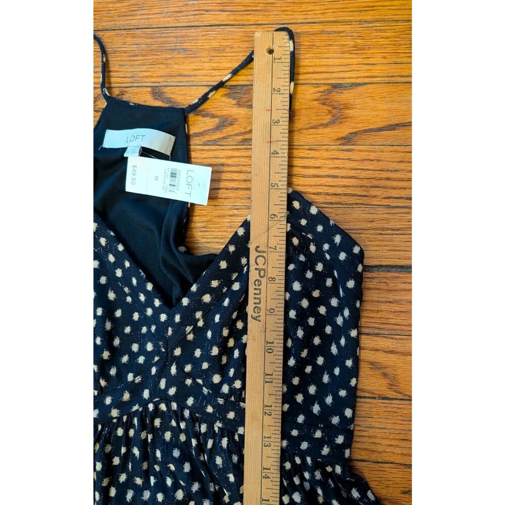 NWT LOFT Summer Black Beige Dress Women's Medium $50 - Picture 7 of 10